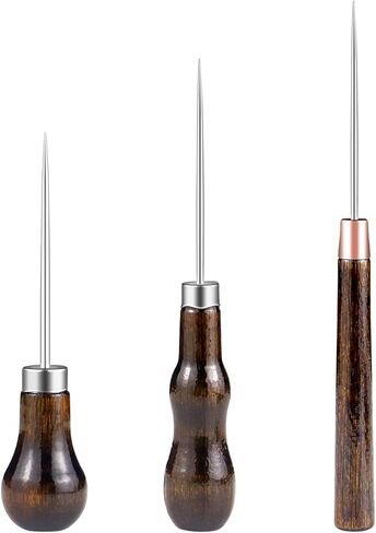 3 Pack Leather Awl Tool - Scratch Awl with Gourd Wooden Handle, Awl Tool for Leather Sewing, Craft, Shoe Repair in Kuwait