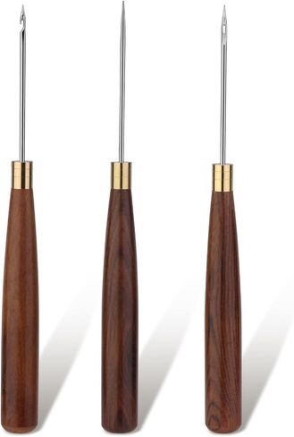 3 Sizes Awl Tool, Leather Sewing Awl with Wooden Handle, Scratch Awl Tool Sewing for DIY Craft Leather Punching Stitching Marking Shoe Repair in Kuwait