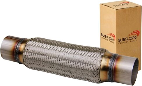 Exhaust Flex Pipe Universal Type 100% Stainless Steel For Heavy Duty and Cars (1 PC, 2.5X8X12 Clamps) in Saudi Arabia