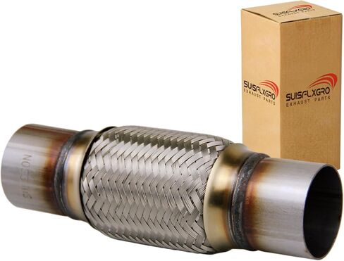 Exhaust Flex Pipe Universal Type 100% Stainless Steel For Heavy Duty and Cars (1 PC, 2.5X8X12 Clamps) in Saudi Arabia