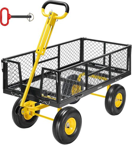 VIVOHOME Garden Cart Steel Heavy Duty 900 LBS Yard and Garden Wagon with 10 inch Tire and Handle Attach to ATV or Tractor Black in Kuwait