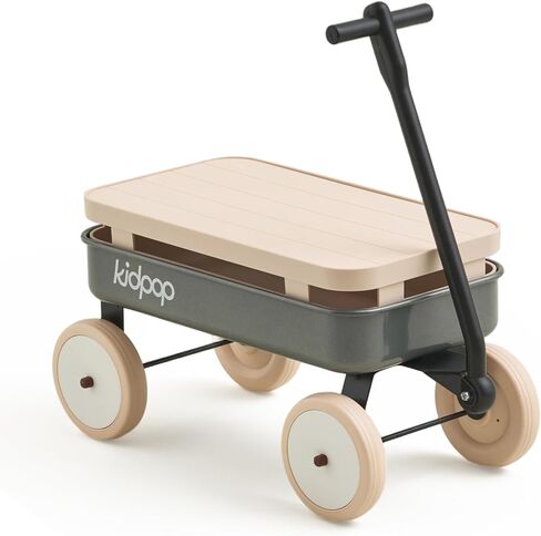 Kidpop Kids First Pull-Along Wagon with Removable Cover and Basket for Storage, 4-in-1 Push Pull Toy Cart for Toddlers, Lightweight (5.5 lbs), 1st Birthday Gift (White) in Kuwait
