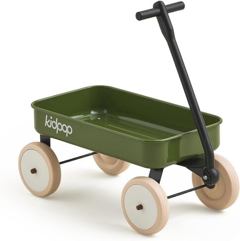 Kidpop Pula-Mini First Wagon للأطفال الصغار، عربة ألعاب سحب للأطفال ذات 4 عجلات للأطفال من سن 1 إلى 3 سنوات، لعبة مشاية دفع داخلية وخارجية، هدية مثالية لعيد الميلاد بعمر سنة واحدة (أبيض) in Kuwait