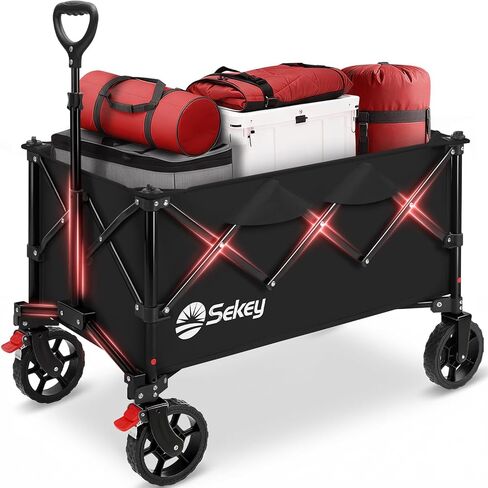 Sekey Wagon Cart with Wheels with 220LBS Capacity,Heavy Duty Wagon Carts Foldable,Lightweight Utility Portable Cart for Grocery, Shopping, Garden, Camping. Black in Kuwait