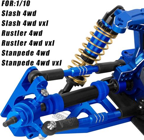 CVD Driveshafts محاور عمود القيادة والصدمات والوصلات القابلة للتعديل وذراع التعليق وكتل التوجيه، حاملات المحور الخلفي ترقيات الجزء لـ 1/10 Rustler/Stampede/Slash 4x4 VXL 4WD، أزرق داكن in Kuwait