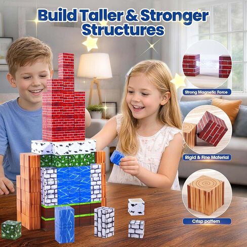 Large Magnetic Cubes 1 Inch, 200 PCS Big Size Magnetic Building Blocks, STEM Montessori Educational Toys for Toddlers 3+, Safe ABS Construction for Boys Girls Classroom Daycare Gift in Kuwait