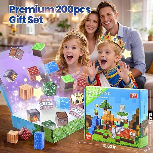 Large Magnetic Cubes 1 Inch, 200 PCS Big Size Magnetic Building Blocks, STEM Montessori Educational Toys for Toddlers 3+, Safe ABS Construction for Boys Girls Classroom Daycare Gift in Kuwait