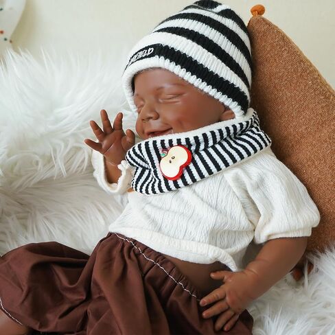 17 inch Full Body Silicone Baby Dolls Realistic, Baby Reborn, Washable Soft Full Body Newborn Baby Dolls, Suitable for Companionship, for Character Collection Silicone Baby Doll (Exing-Dark) in Saudi Arabia