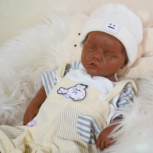 17 inch Full Body Silicone Baby Dolls Realistic, Baby Reborn, Washable Soft Full Body Newborn Baby Dolls, Suitable for Companionship, for Character Collection Silicone Baby Doll (Exing-Dark) in Saudi Arabia