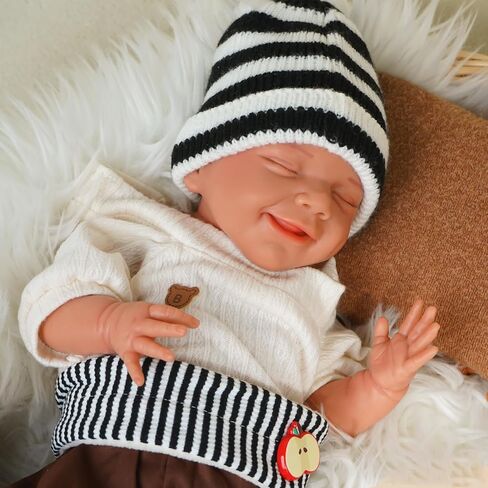 17 inch Full Body Silicone Baby Dolls Realistic, Baby Reborn, Washable Soft Full Body Newborn Baby Dolls, Suitable for Companionship, for Character Collection Silicone Baby Doll (Exing-Dark) in Saudi Arabia