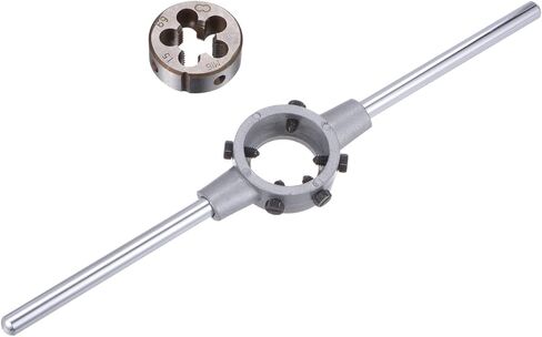 uxcell Die Stock Handle Wrench Set, M16 x 1.5 Threading Round Die and 38mm (Fit M12-M16 Dies) Holder Adjustable Wrench Hand Tool in Saudi Arabia