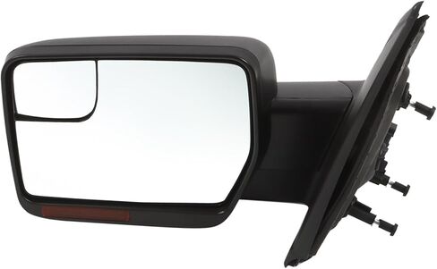 مجموعة مرآة جانبية للراكب الأيمن متوافقة مع F-Series 150 2011-2014 مع مصباح قابل للطي يدويًا ومدفأ وإشارة وزجاج النقطة العمياء باللون الأسود (7 دبابيس) (يمين) in Kuwait