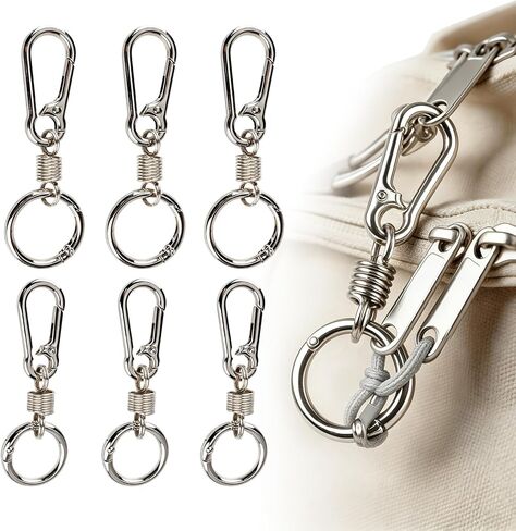 Zipper Clips Anti Theft, 6 Pcs Zipper Locks for Backpacks, Double Opening Antitheft Spring Carabiner Clasps for Travel Purse Luggage Suitcase Handbags Keys(Gold) in Kuwait