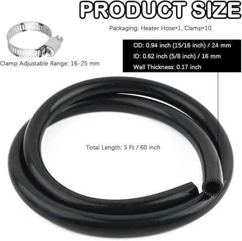 5FT ID 5/8" Heater Hose,Silicone Heater Core Hoses Kit with Clamp for Transporting Water/Air,High Flex Coolant Hoses Car Accessories for Engine Cooling & Heating System in Kuwait