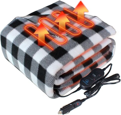 Electric Blanket,12 Volt Heated Blanket,Car Heated Travel Blanket, with a Timer, Warm Blanket for Cars,Office,Travelling (AT, 57"x40") in Kuwait