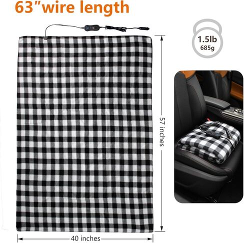 Electric Blanket,12 Volt Heated Blanket,Car Heated Travel Blanket, with a Timer, Warm Blanket for Cars,Office,Travelling (AT, 57"x40") in Kuwait