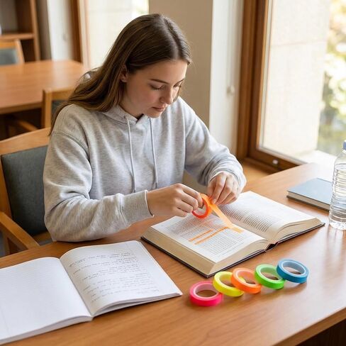 5 لفات من شريط التحديد الشفاف - شرائط توضيحية ملونة قابلة للإزالة للكتب، شريط ملاحظات لاصق لا ينزف يمكن رؤيته من خلاله للطلاب والمعلمين ومذكرات الكتاب المقدس (0.23 بوصة × 16.4 قدم) in Kuwait