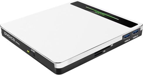 محرك أقراص CD/DVD خارجي من NOLYTH، ناسخ أقراص مضغوطة USB 3.0/USB C مع غطاء ألومنيوم كامل لمنافذ SD/TF/2 USB، مشغل DVD محمول +/-RW لأجهزة الكمبيوتر المحمول وأجهزة الكمبيوتر المكتبية وأجهزة Mac Windows Linux OS in Saudi Arabia