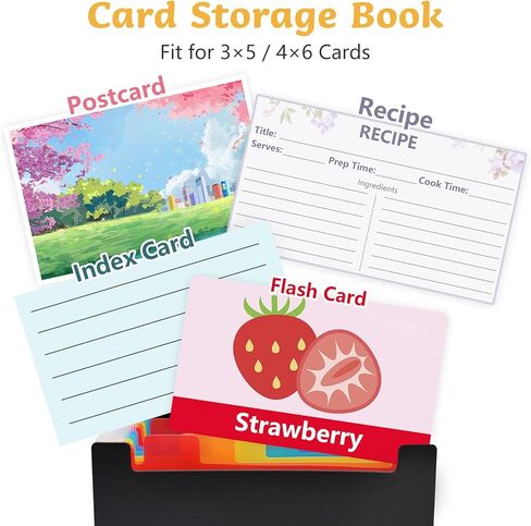 4x6 Inch Index Card Holder Box Organizer Storage Case 3x5 Inch Flash Note Card File Box with 13 Expandable Pockets and Label Stickers Large Capacity Recipe Coupon Organizer Book Sticker Album in Kuwait