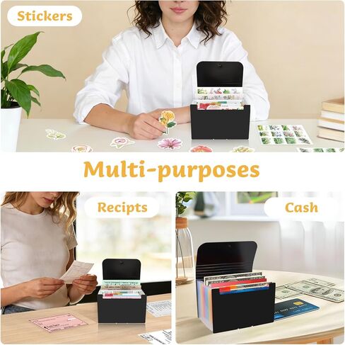 4x6 Inch Index Card Holder Box Organizer Storage Case 3x5 Inch Flash Note Card File Box with 13 Expandable Pockets and Label Stickers Large Capacity Recipe Coupon Organizer Book Sticker Album in Kuwait