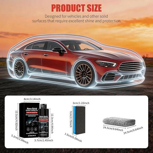 2PCS Nano-Quick Ceramic Coating Pro, Revolutionary Nano Spray for Car Detailing, Car Nano Quick Coat Restoring, for Dust-Proof Glass Effect and Lasting Luster, 3.38fl.oz in Kuwait