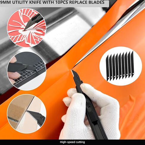 EHDIS Vinyl Wrap Tool Kit – Guard Cutter Knife, Wrap Tool Cutting Spacer, Vinyl Seals and Tucking Tool & 9mm Snap Off Utility Knife with Blades | Professional Car Wrap & PPF Installation Set in Kuwait