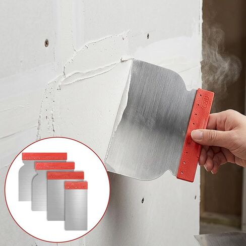 4Pcs Stainless Steel Body Filler Spreader, Metal Putty Knife 4 Sizes Multipurpose Automotive Scraper Repair Tool for Applying Glaze, Plaster, Cement, Paint and Wall Decoration Hand Tools in Kuwait