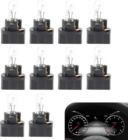 10PCS T5 17 57 74 Halogen Instrument Cluster Bulbs Kit, 12V Dash Light for Car Gauge Cluster, Automotive Replacement with Sockets for Interior Dashboard (White) in Kuwait