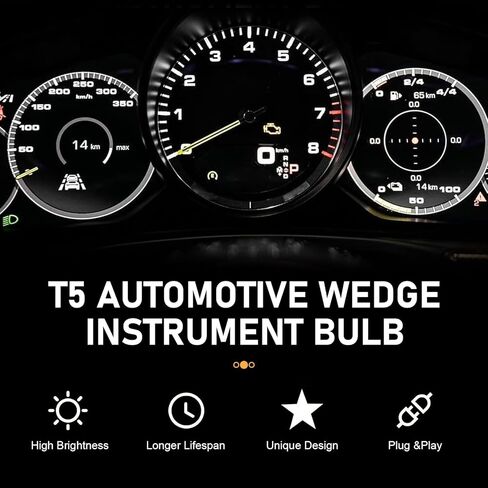 10PCS T5 17 57 74 Halogen Instrument Cluster Bulbs Kit, 12V Dash Light for Car Gauge Cluster, Automotive Replacement with Sockets for Interior Dashboard (White) in Kuwait