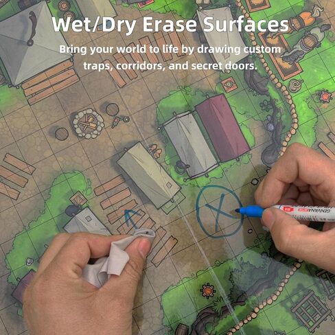 DND Battle Map Book – 40 Reusable Wet/Dry Erase Mats, 200+ Scenery Decals, 1" Grid & Lay-Flat Binding for Tabletop RPG Campaigns in Kuwait