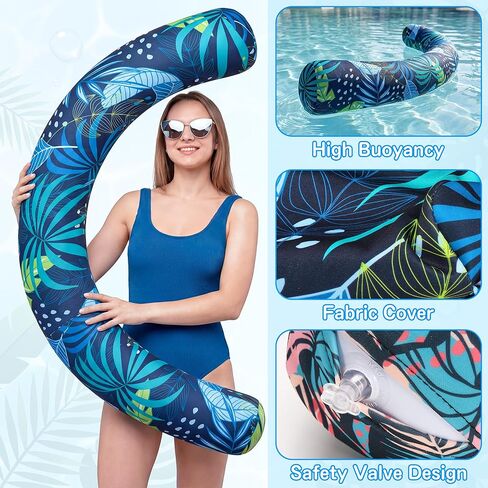 FindUWill Pool Noodles 2 Pack، معكرونة حمام سباحة قابلة للنفخ مع غطاء من القماش الناعم سريع الجفاف، معكرونة سباحة كبيرة للبالغين، ألعاب حمام سباحة قابلة للطفو لحفلات الصيف، حمام السباحة، الشاطئ، البحيرة in Kuwait