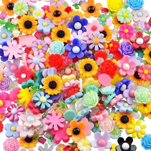 سحر الراتنج للحرف اليدوية 100 قطعة Kawaii لطيف مسطح الظهر الوحل السحر السائبة صغيرة صغيرة أكريليك ثلاثية الأبعاد حلية فك التشفير المسطحة لمشابك الشعر DIY، سجل القصاصات والزينة (مختلط) in Kuwait