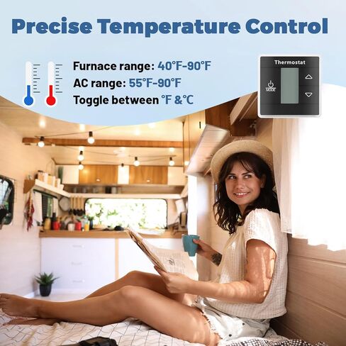 3316250.712 RV Single Zone Thermostat Compatible with Dometic RV Air Conditioner – Capacitive Touch Control, Digital Display Wall Thermostat for RV, Camper, Travel Trailer in Kuwait