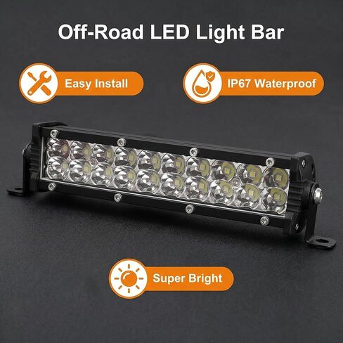 شريط إضاءة LED للدراجة النارية 60 وات 4200 لومن، طقم مصابيح أمامية مع مفتاح تشغيل/إيقاف، عالمي لـ 7/8 بوصة 22 مم مقود الدراجة الترابية - متوافق مع CRF110 CRF250F KLX110 TTR110 TTR110E RM85 YZF450 in Kuwait