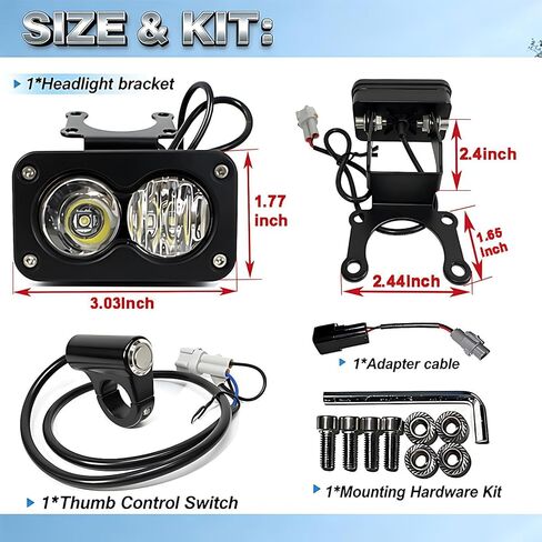 طقم المصابيح الأمامية 6000-6500K شريط إضاءة LED أبيض كريستالي مع مفتاح لـ Sur-Ron eRide Pro S، SS، X260، Light Bee X، Ultra Bee & Segway X260 - Dirt Bike Baja Spot Flood Combo، التوصيل والتشغيل in Kuwait
