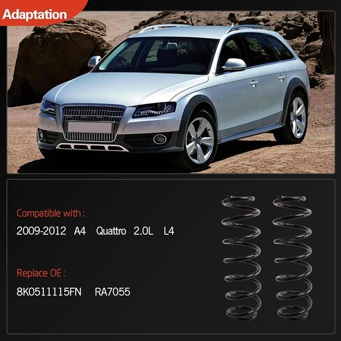 مجموعة زنبركية لفائف التعليق الخلفية اليسرى واليمنى متوافقة مع A4 Quattro 2009-2012 L4 2.0L، استبدل 8K0511115FN، RA7055 قطعتان in Kuwait