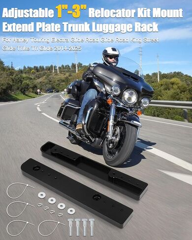 مجموعة موسع الأمتعة القابلة للتعديل مقاس 1 بوصة - 3 بوصة من Tour Pak Pack لـ Harley Touring Electra Glide Road Glide Road King Street Glide وTrike Tri Glide 2014-2025 in Kuwait