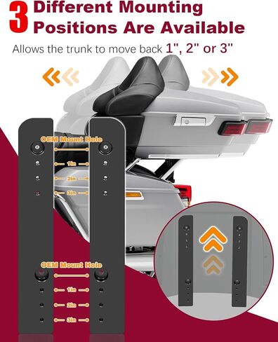 مجموعة موسع الأمتعة القابلة للتعديل مقاس 1 بوصة - 3 بوصة من Tour Pak Pack لـ Harley Touring Electra Glide Road Glide Road King Street Glide وTrike Tri Glide 2014-2025 in Kuwait