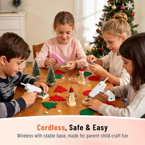 Katerk 3.7V Cordless Hot Glue Gun Kit, 90s Fast Heating, Mini Glue Gun with 15 Glue Sticks, USB-C Rechargeable with 2000mAh Built-in Battery, Ideal for DIY, Gift Making,School Crafts & Repairs (White) in Kuwait