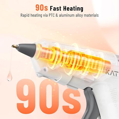 Katerk 3.7V Cordless Hot Glue Gun Kit, 90s Fast Heating, Mini Glue Gun with 15 Glue Sticks, USB-C Rechargeable with 2000mAh Built-in Battery, Ideal for DIY, Gift Making,School Crafts & Repairs (White) in Kuwait