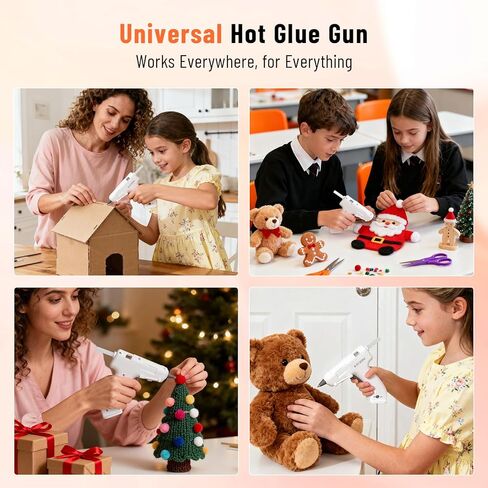 Katerk 3.7V Cordless Hot Glue Gun Kit, 90s Fast Heating, Mini Glue Gun with 15 Glue Sticks, USB-C Rechargeable with 2000mAh Built-in Battery, Ideal for DIY, Gift Making,School Crafts & Repairs (White) in Kuwait