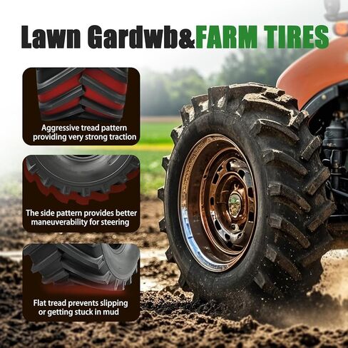 إطارات TRIPOWER 23x10.50-12 للجرارات - 23x10.50-12 إطار Ag لجزازة ركوب المزرعة في الحديقة، متينة 6PR بدون أنابيب، سعة 2260 رطل، مجموعة من 2 in Kuwait