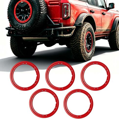 حلقات تجميل لعجلة قفل الخرزة السوداء لعام 2021-2026 Ford Bronco Sasquatch - طقم حلقات مسمار أسود على الحواف ليس لملحقات غطاء حافة الطريق Bronco Sport - Off Road in Kuwait