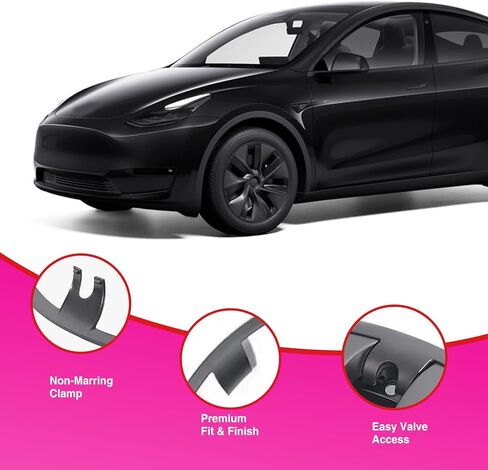 Rim Protector for Tesla Model Y 21 Inches ABS Rim Hubcap Cover Rim Guard Wheel Covers Car Protection Tire Trim Rings, Tesla Model Y Accessories, Black, 4 pcs in Kuwait