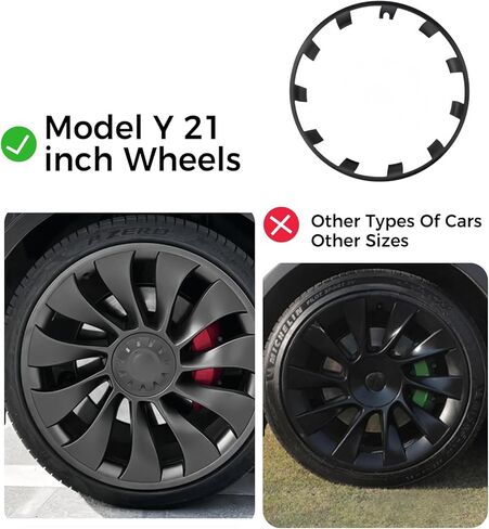 Rim Protector for Tesla Model Y 21 Inches ABS Rim Hubcap Cover Rim Guard Wheel Covers Car Protection Tire Trim Rings, Tesla Model Y Accessories, Black, 4 pcs in Kuwait