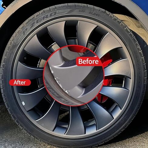 Rim Protector for Tesla Model Y 21 Inches ABS Rim Hubcap Cover Rim Guard Wheel Covers Car Protection Tire Trim Rings, Tesla Model Y Accessories, Black, 4 pcs in Kuwait