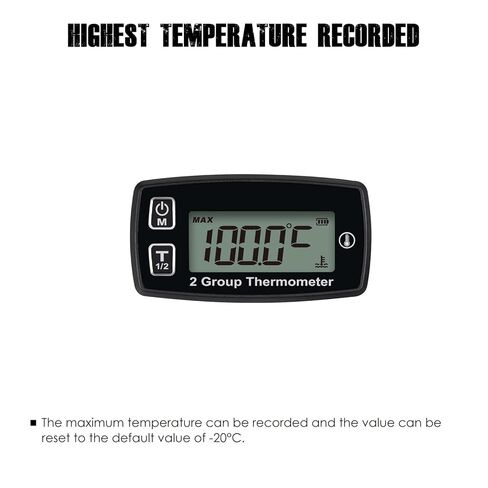 شاشة LCD رقمية لقياس درجة حرارة المحرك، ميزان حرارة مقاوم للماء مصمم لقياس درجات حرارة المحرك مثل السفن، جزازات العشب، نافخات الثلج، المناشير، إلخ in Kuwait