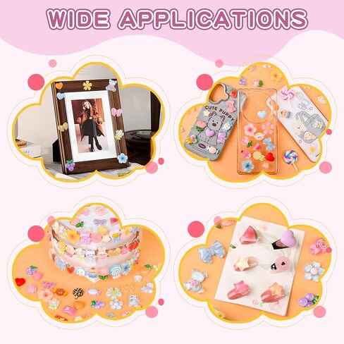 128PCS Cute Resin Charms Kawaii Flatback Resin Animals Flowers Candy Charm Embellishments for Slime Phone Junk Cases,Scrapbooking Crafts & DIY Decoration in Kuwait