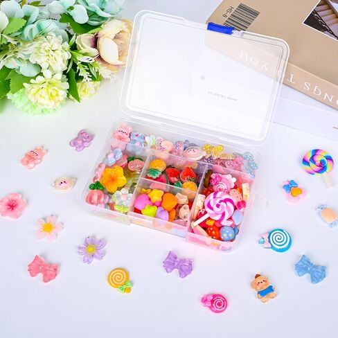 128PCS Cute Resin Charms Kawaii Flatback Resin Animals Flowers Candy Charm Embellishments for Slime Phone Junk Cases,Scrapbooking Crafts & DIY Decoration in Kuwait