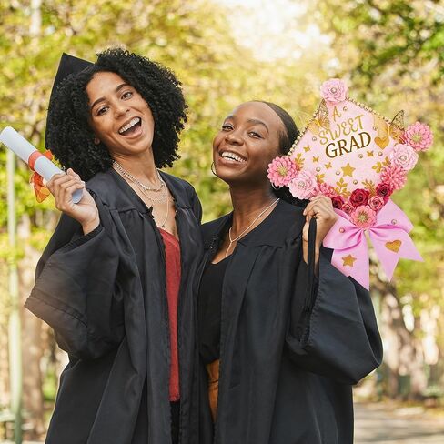 Mverse Graduation Cap Decorations Kit 2026-3D Paper Flowers & Gold Butterflies for Grad Cap Topper - DIY Flower Stickers, Glitter Letters & Pearls for Crafts & Shadow Box (Pink) in Kuwait